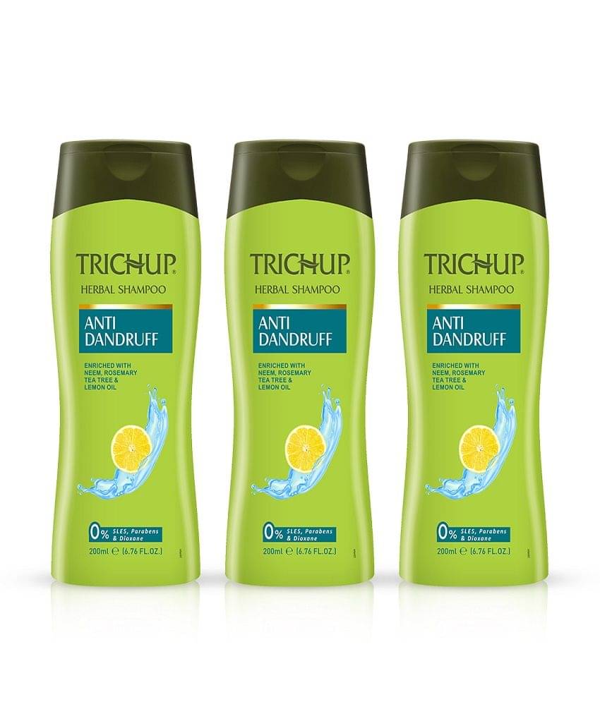     			Trichup Anti Dandruff Herbal Shampoo Enriched with Neem, Rosemary & Tea Tree Oil Pack of 3 Each 200 mL
