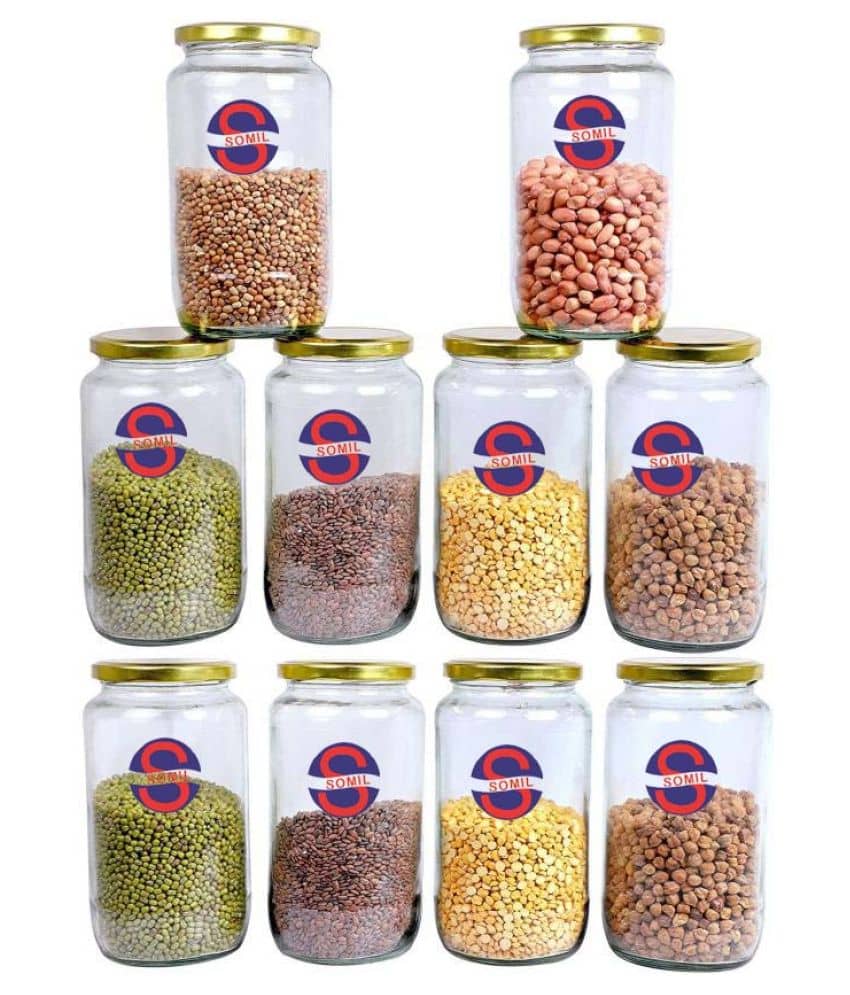 Somil Glass Container, Transparent, Pack Of 10, 1000 ml