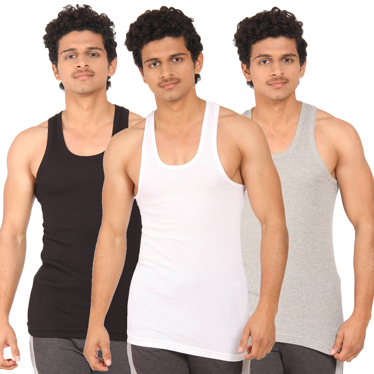 TT Pack of 3 Cotton Blend Sleeveless Vest For Men ( Multi ) - Nightwear & Loungewear | Buy online on ZillyBuy