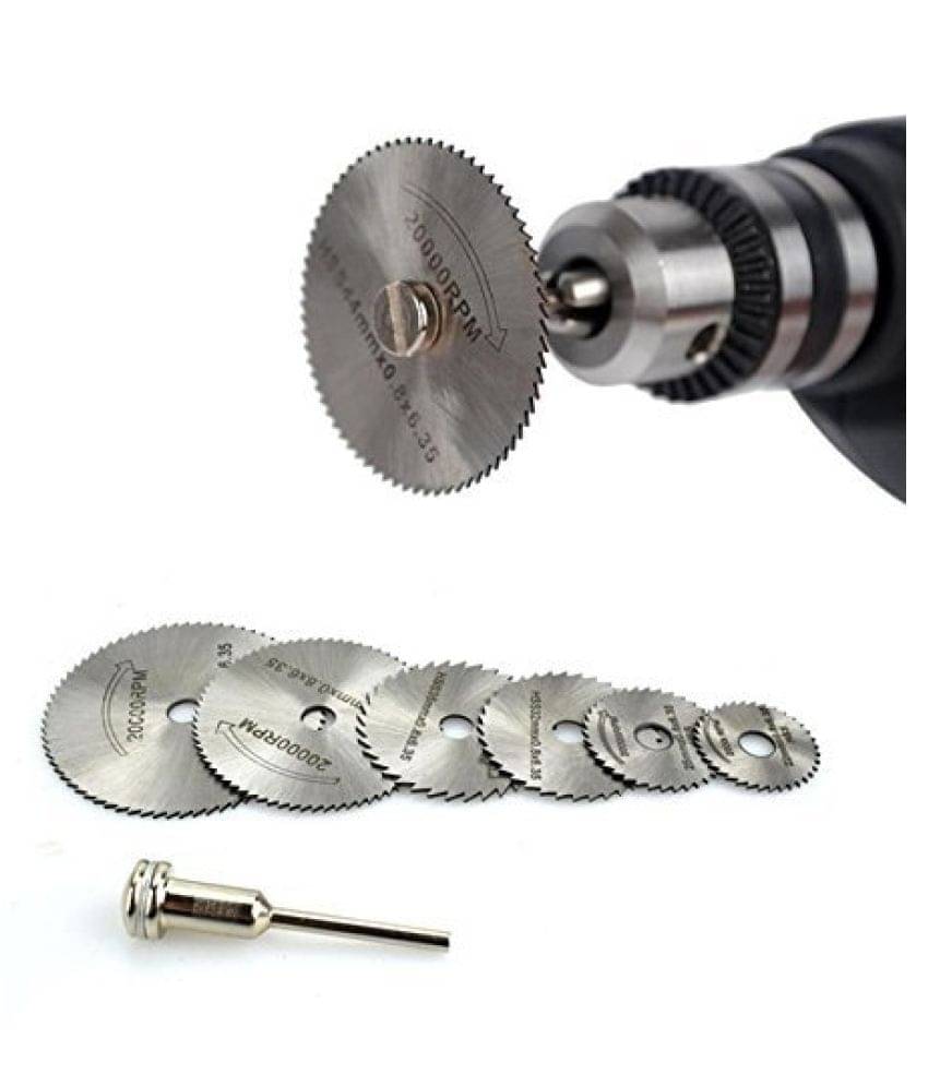     			DIY Crafts Metal HSS Circular Saw Blades Set Cutting Discs for Rotary Tool -6 Pieces(5 Blades, 1 Pin)