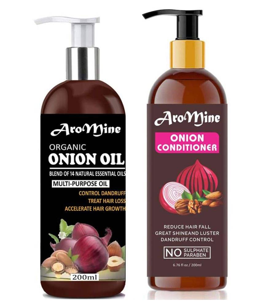    			Aromine ONION Oil & ONION Conditioner For Hair Growth, & Dandruff 400 mL Pack of 2