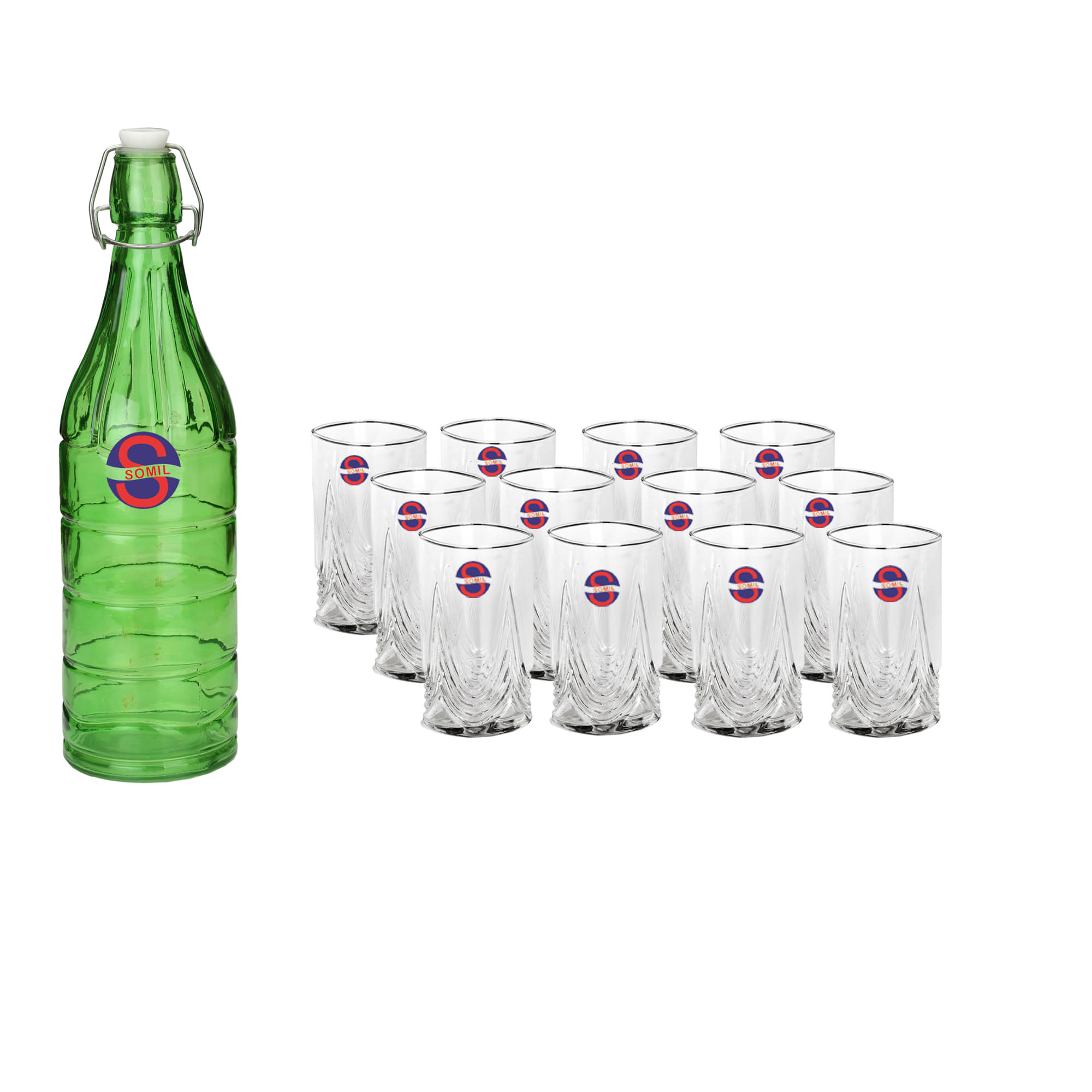 Somil Glass Bottle Glass Set, Transparent, Pack Of 13, 1000 ml Somil Glass Bottle Glass Set, Transparent, Pack Of 13, 1000 ml