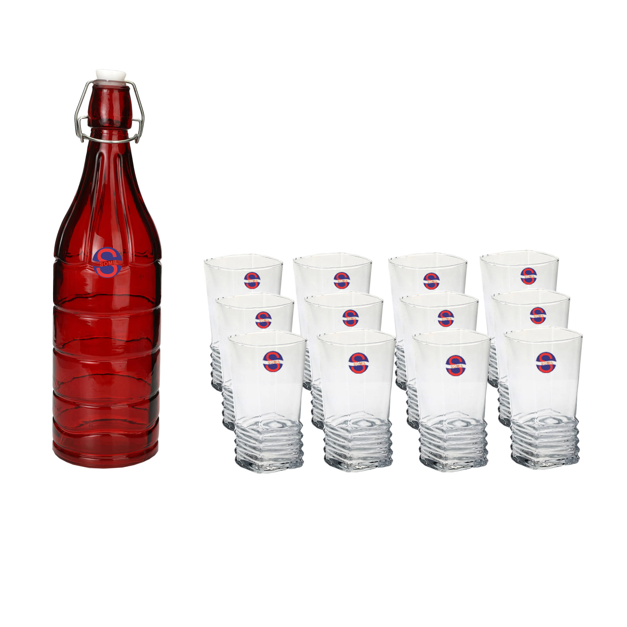 Somil Glass Bottle Glass Set, Transparent, Pack Of 13, 1000 ml Somil Glass Bottle Glass Set, Transparent, Pack Of 13, 1000 ml