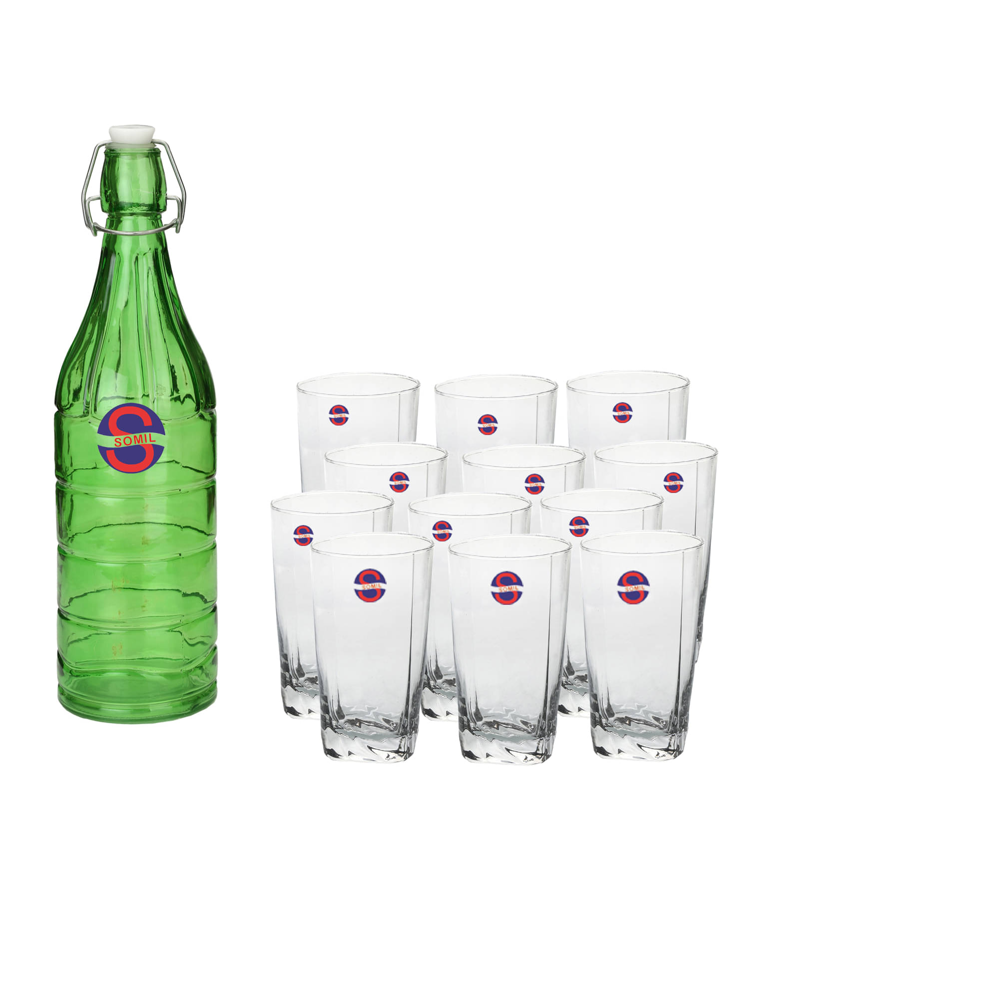 Somil Glass Bottle Glass Set, Transparent, Pack Of 13, 1000 ml Somil Glass Bottle Glass Set, Transparent, Pack Of 13, 1000 ml