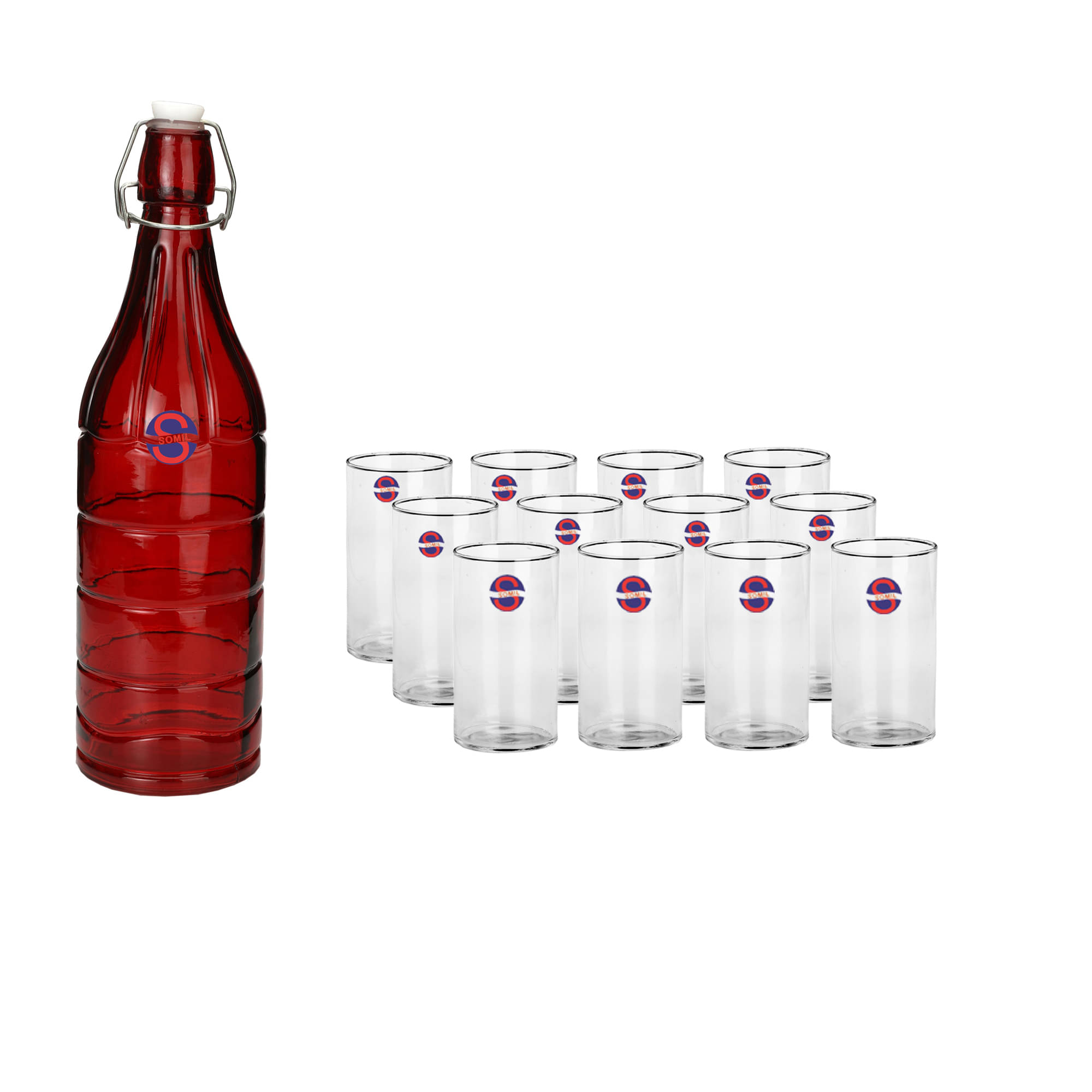 Somil Glass Bottle Glass Set, Transparent, Pack Of 13, 1000 ml Somil Glass Bottle Glass Set, Transparent, Pack Of 13, 1000 ml