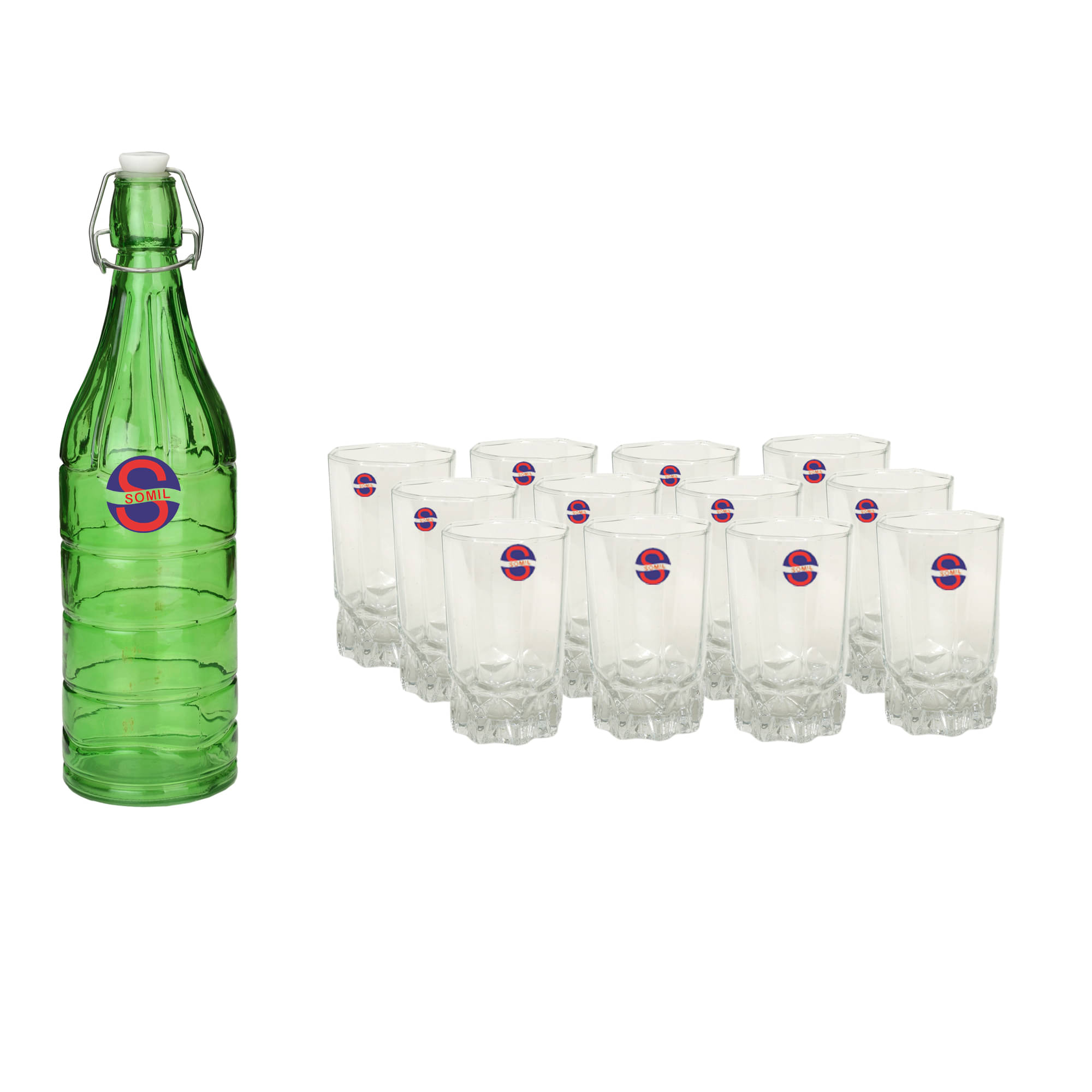 Somil Glass Bottle Glass Set, Transparent, Pack Of 13, 1000 ml Somil Glass Bottle Glass Set, Transparent, Pack Of 13, 1000 ml