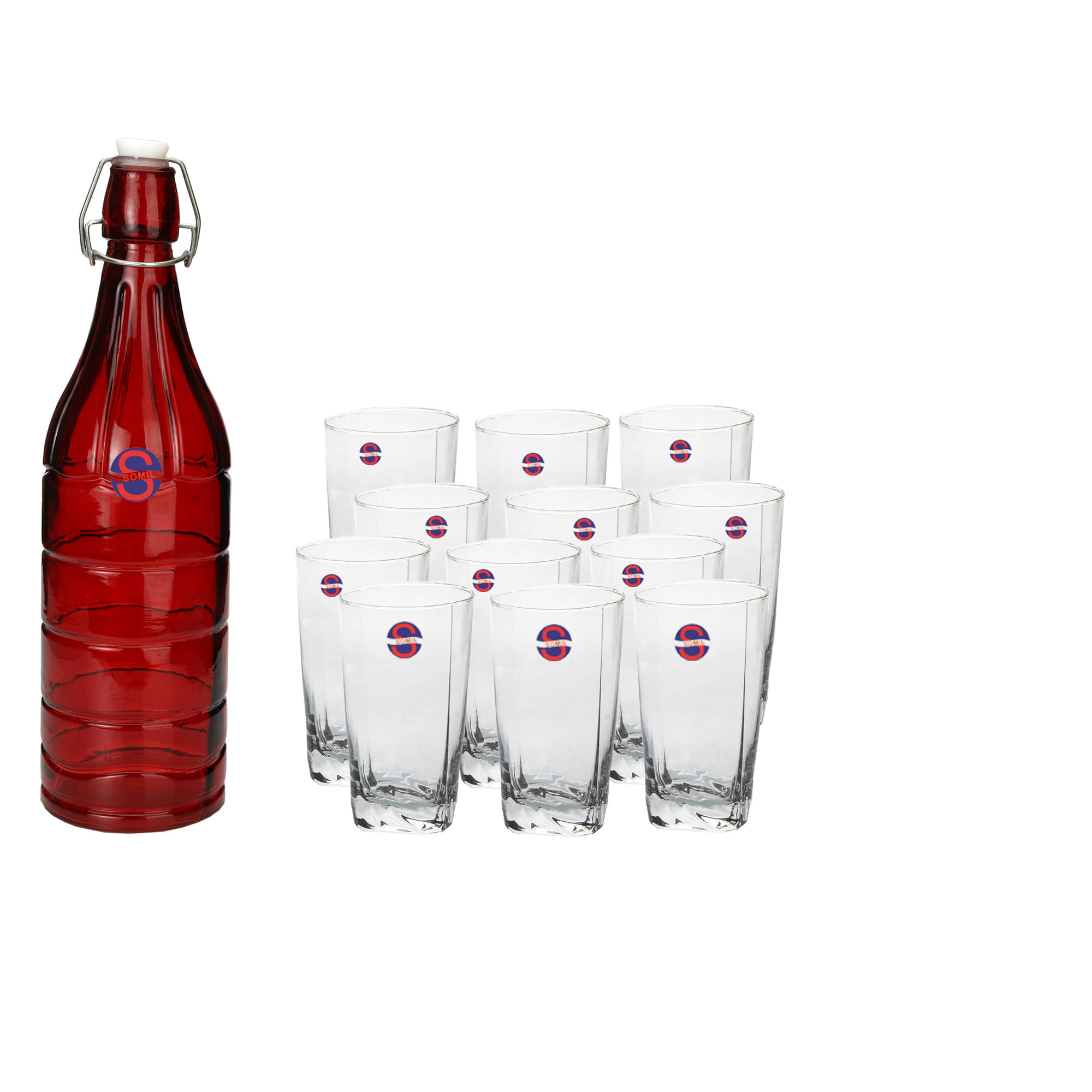 Somil Glass Bottle Glass Set, Transparent, Pack Of 13, 1000 ml Somil Glass Bottle Glass Set, Transparent, Pack Of 13, 1000 ml