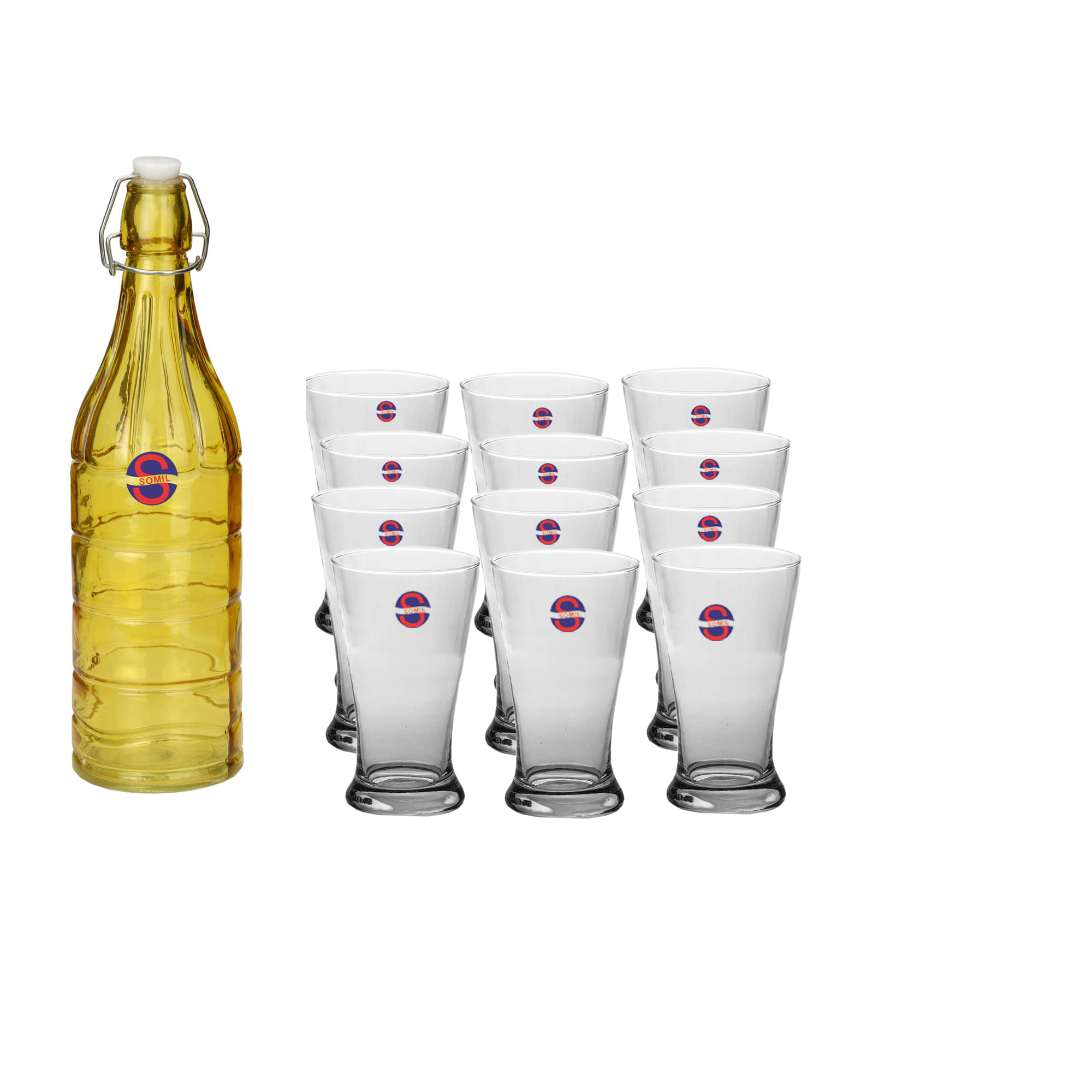 Somil Glass Bottle Glass Set, Transparent, Pack Of 13, 1000 ml Somil Glass Bottle Glass Set, Transparent, Pack Of 13, 1000 ml