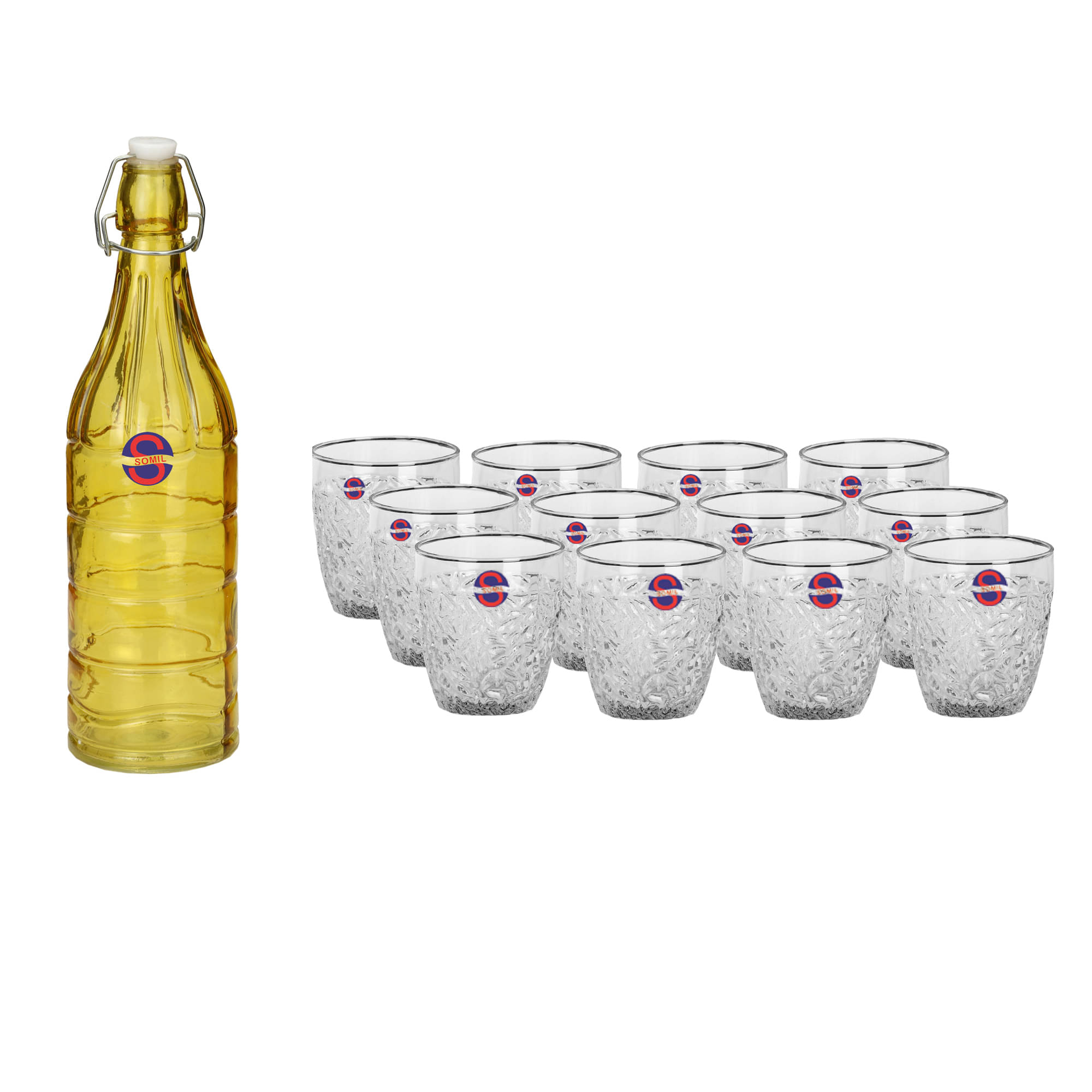 Somil Glass Bottle Glass Set, Transparent, Pack Of 13, 1000 ml Somil Glass Bottle Glass Set, Transparent, Pack Of 13, 1000 ml