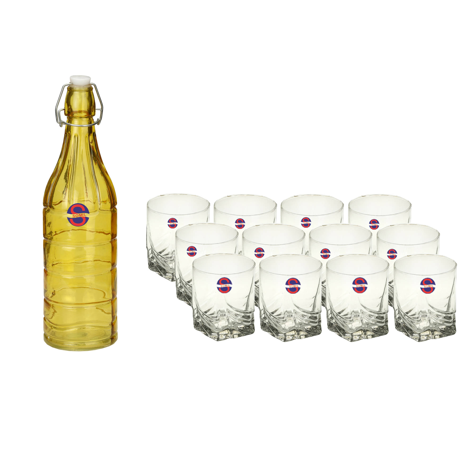 Somil Glass Bottle Glass Set, Transparent, Pack Of 13, 1000 ml Somil Glass Bottle Glass Set, Transparent, Pack Of 13, 1000 ml