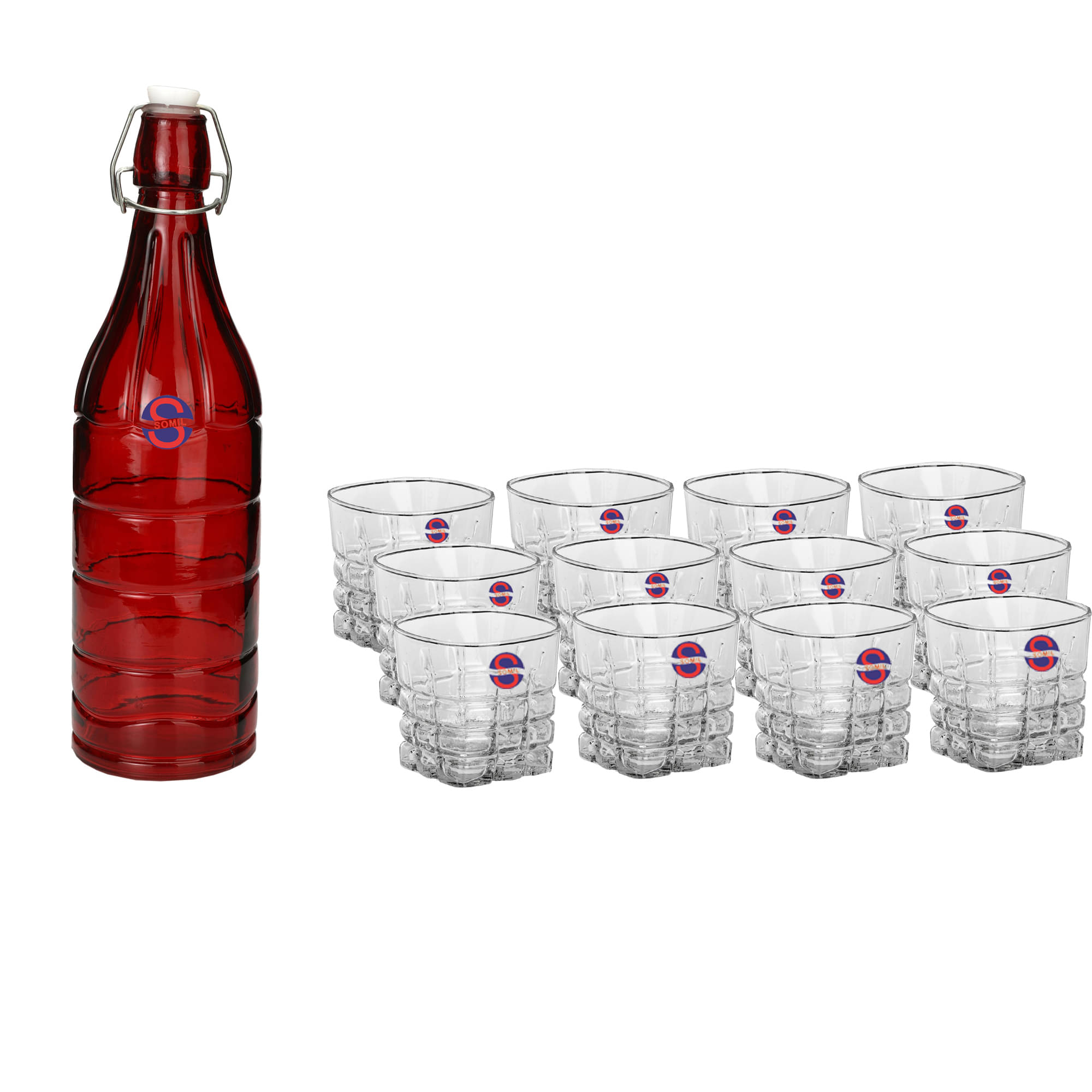 Somil Glass Bottle Glass Set, Transparent, Pack Of 13, 1000 ml Somil Glass Bottle Glass Set, Transparent, Pack Of 13, 1000 ml