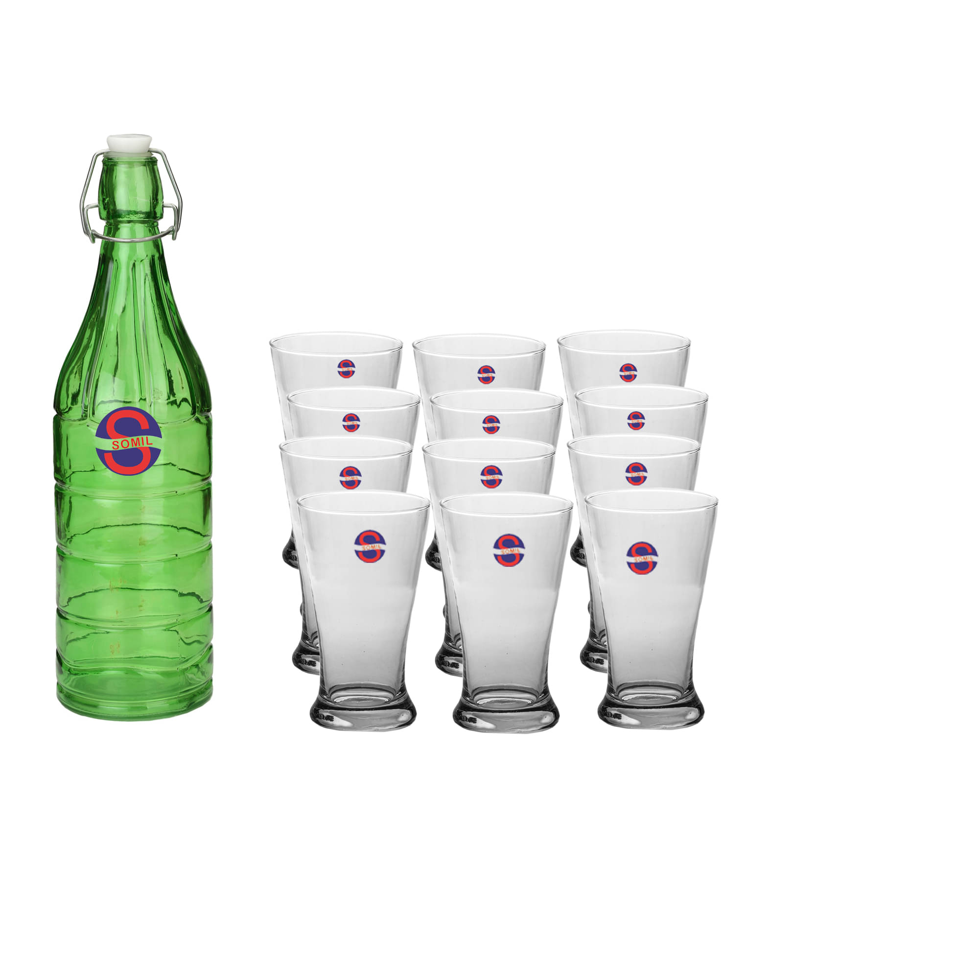 Somil Glass Bottle Glass Set, Transparent, Pack Of 13, 1000 ml Somil Glass Bottle Glass Set, Transparent, Pack Of 13, 1000 ml