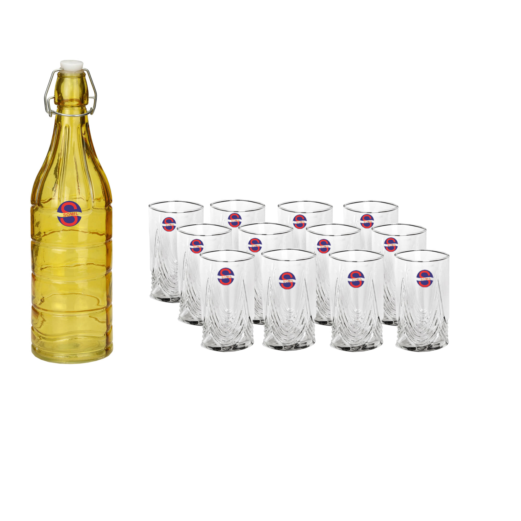 Somil Glass Bottle Glass Set, Transparent, Pack Of 13, 1000 ml Somil Glass Bottle Glass Set, Transparent, Pack Of 13, 1000 ml