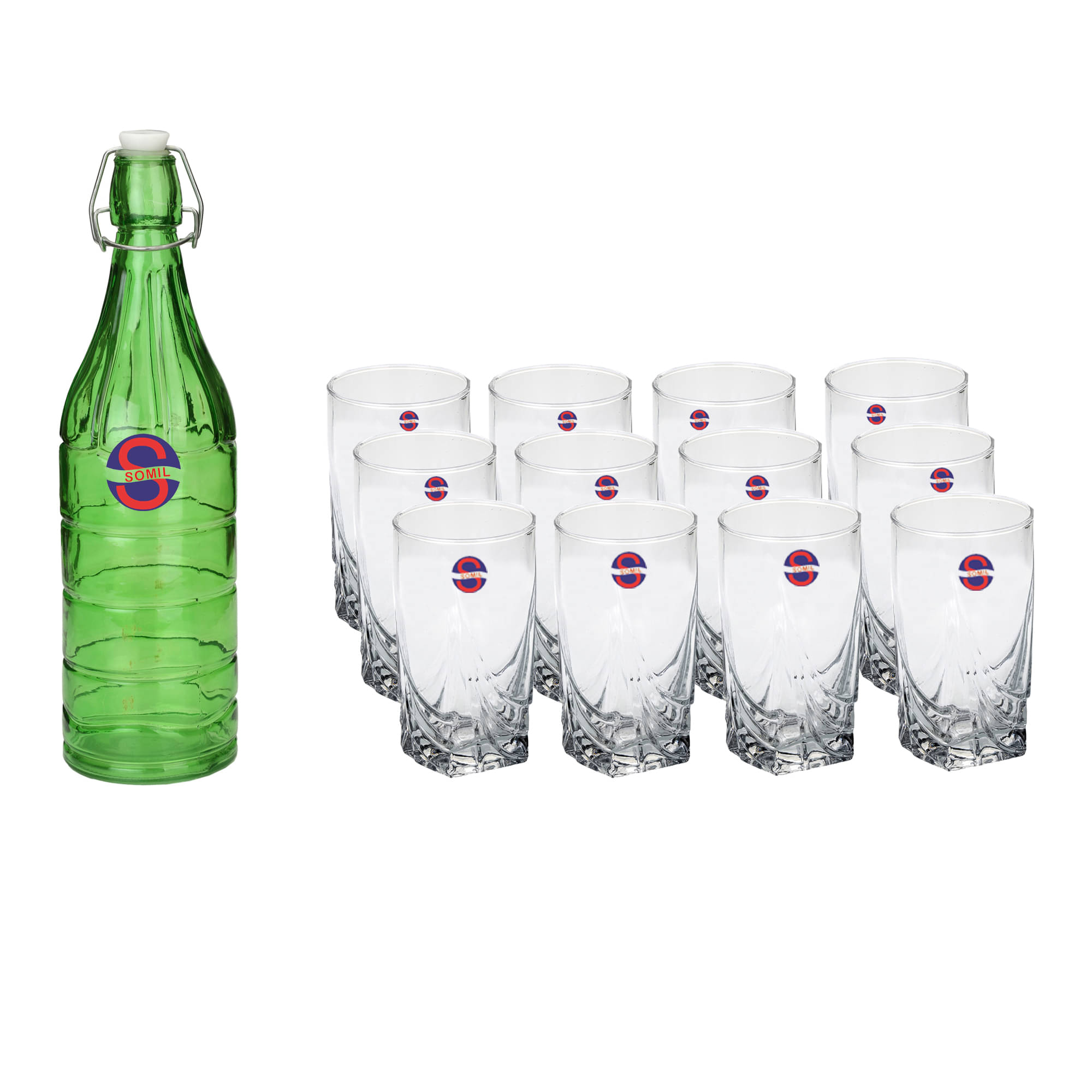 Somil Glass Bottle Glass Set, Transparent, Pack Of 13, 1000 ml Somil Glass Bottle Glass Set, Transparent, Pack Of 13, 1000 ml