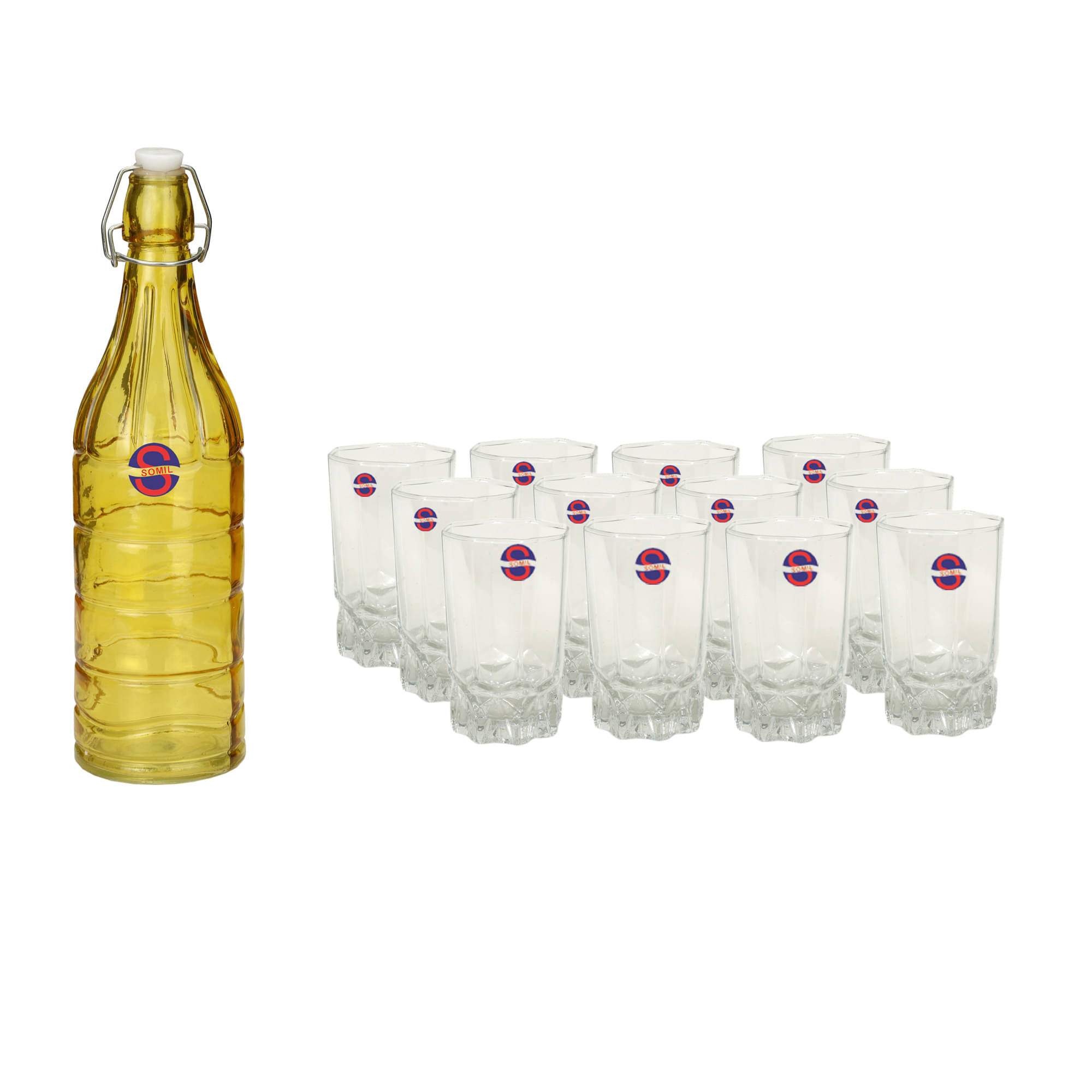 Somil Glass Bottle Glass Set, Transparent, Pack Of 13, 1000 ml Somil Glass Bottle Glass Set, Transparent, Pack Of 13, 1000 ml