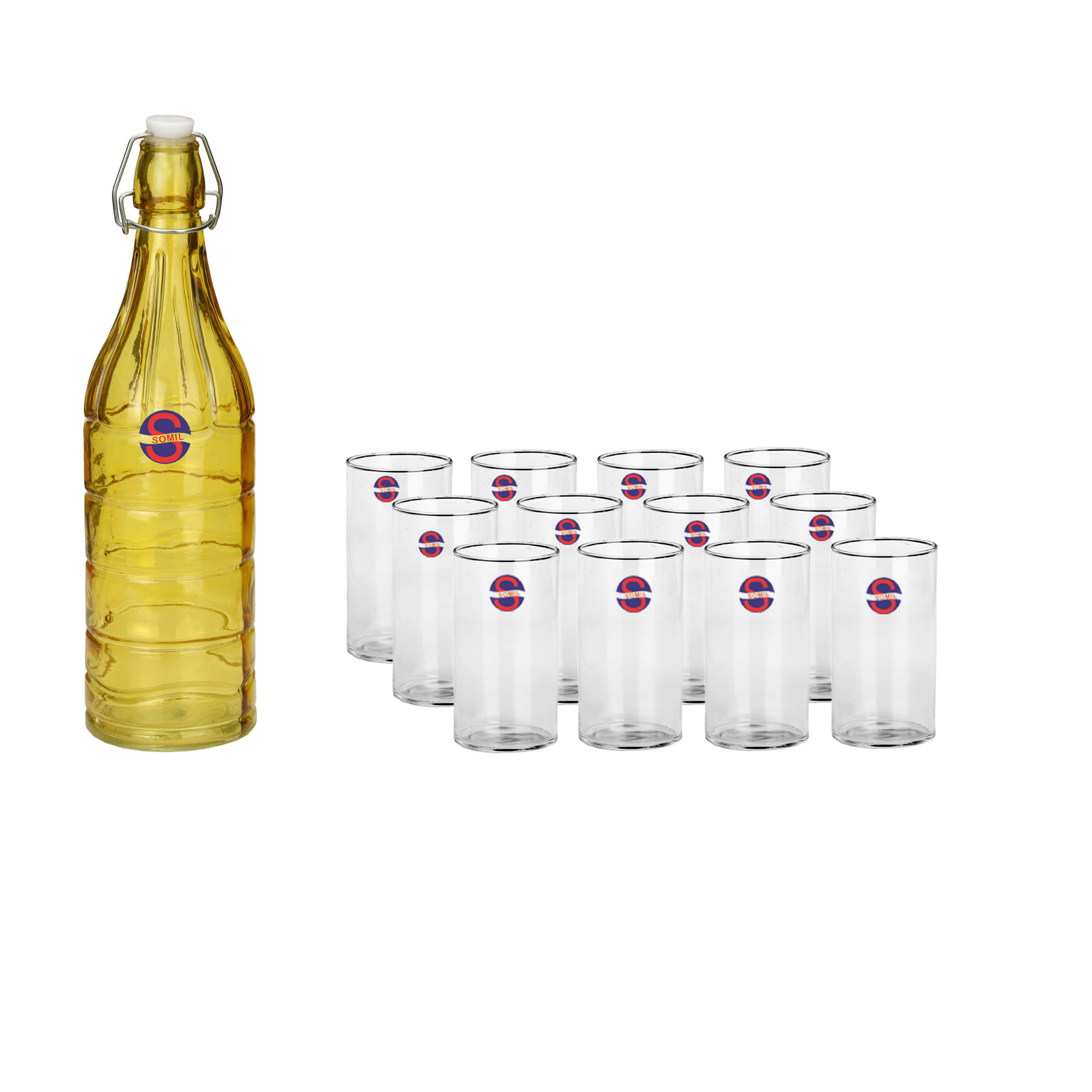Somil Glass Bottle Glass Set, Transparent, Pack Of 13, 1000 ml Somil Glass Bottle Glass Set, Transparent, Pack Of 13, 1000 ml