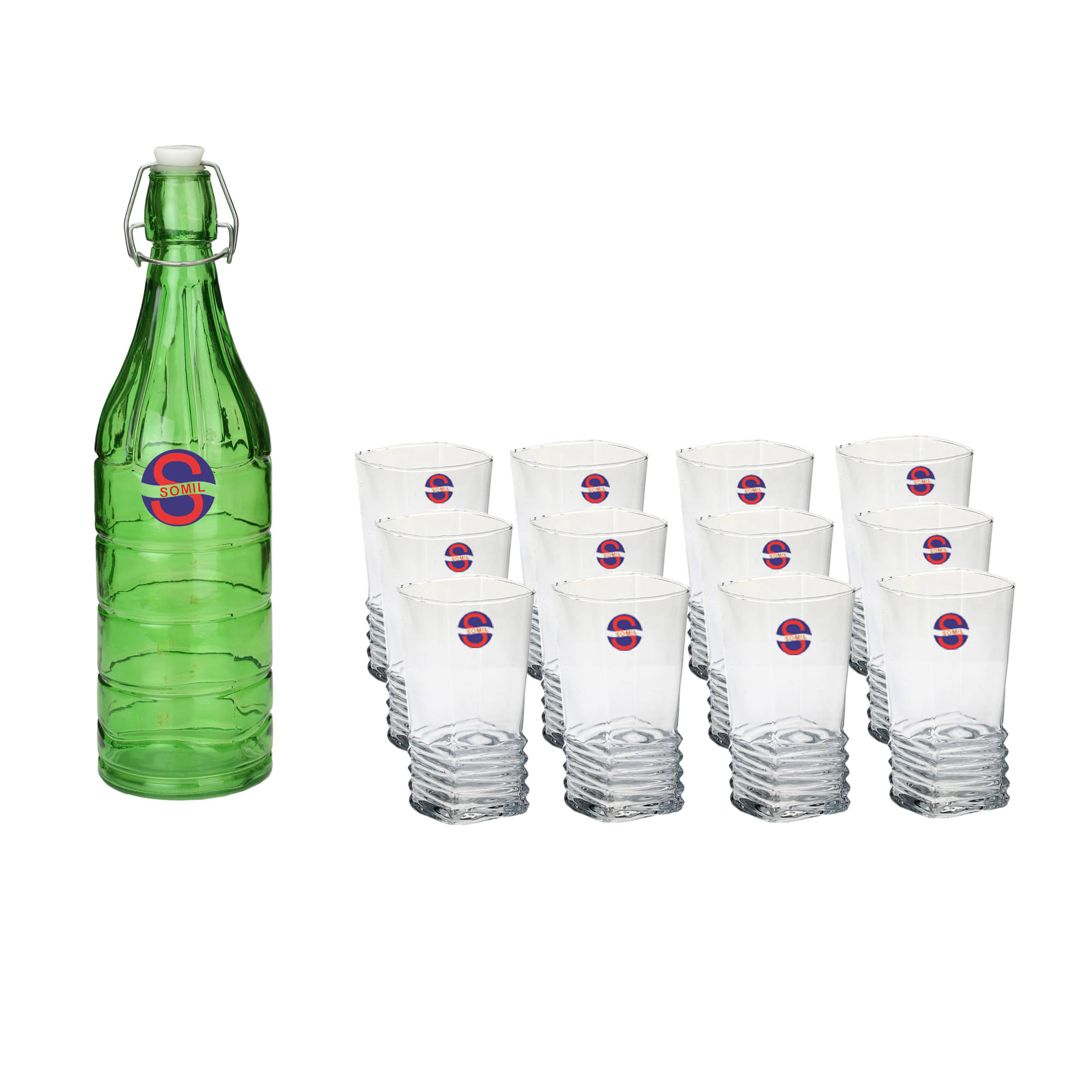 Somil Glass Bottle Glass Set, Transparent, Pack Of 13, 1000 ml Somil Glass Bottle Glass Set, Transparent, Pack Of 13, 1000 ml