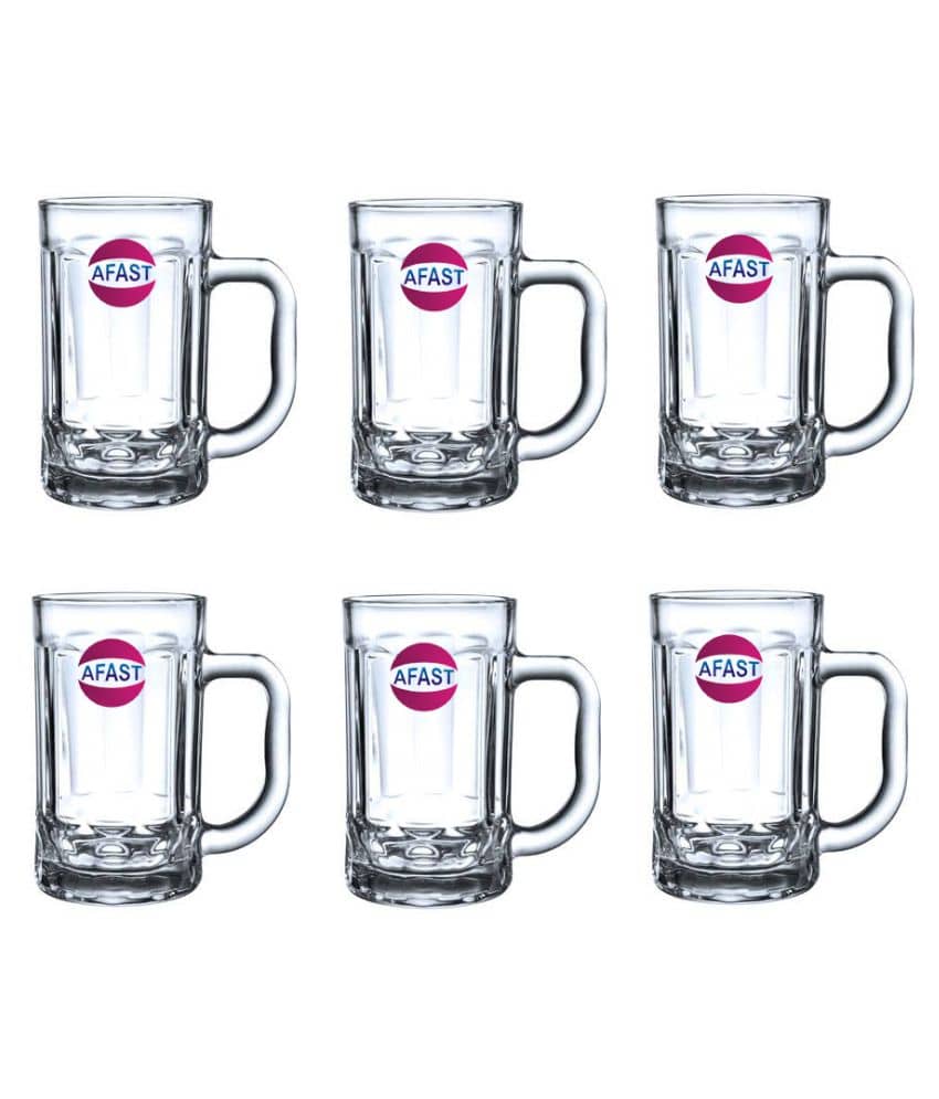 Somil Beer Mug Glasses Set,  400 ML - (Pack Of 6)