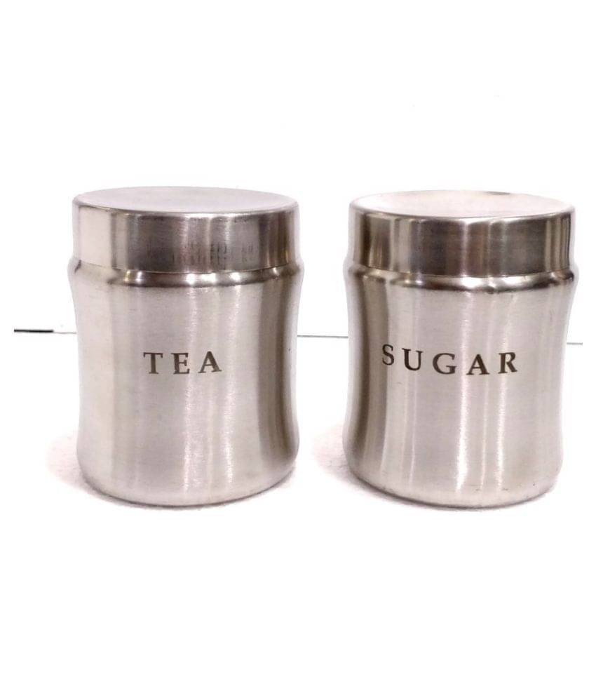 BOXY Curve Shaped 2 pc Steel Tea/Coffee/Sugar Container Set of 2 800 mL BOXY Curve Shaped 2 pc Steel Tea/Coffee/Sugar Container Set of 2 800 mL