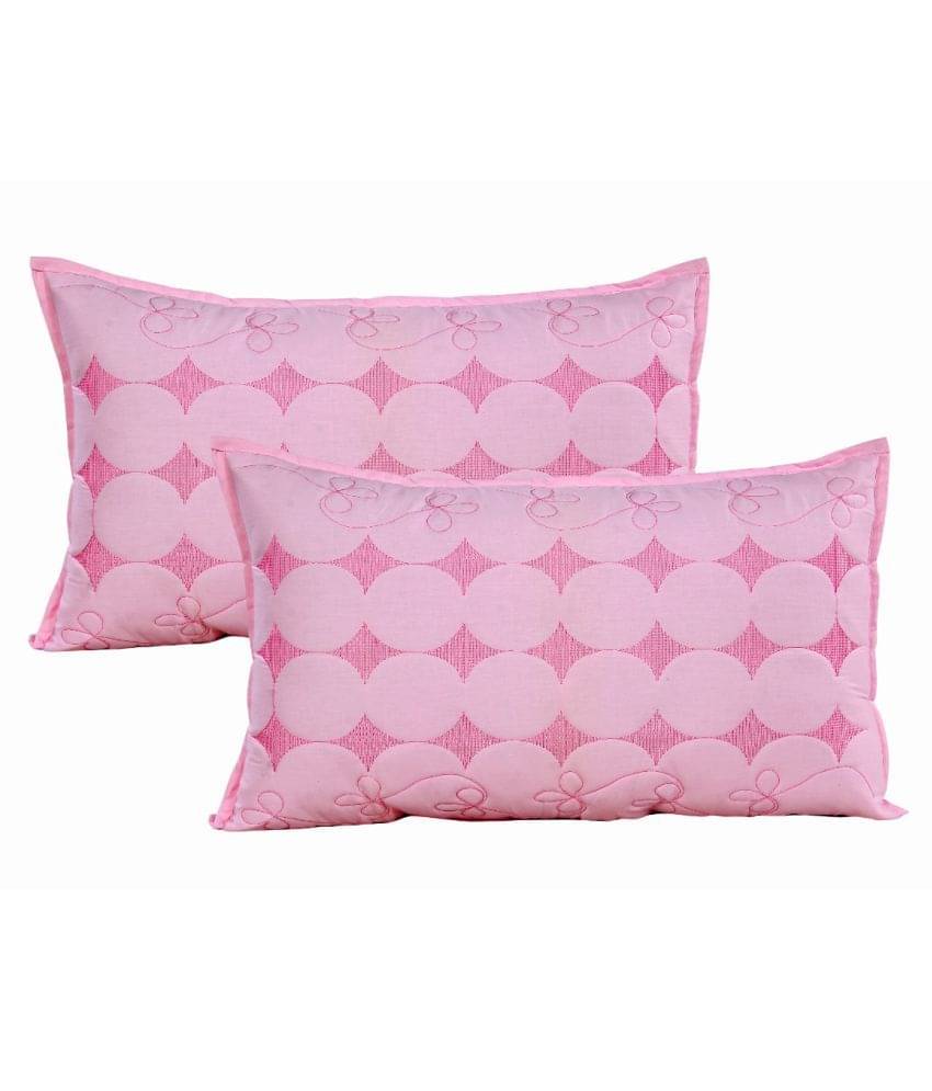 MAHALUXMI COLLECTION Pack of 2 Pink Pillow Cover MAHALUXMI COLLECTION Pack of 2 Pink Pillow Cover