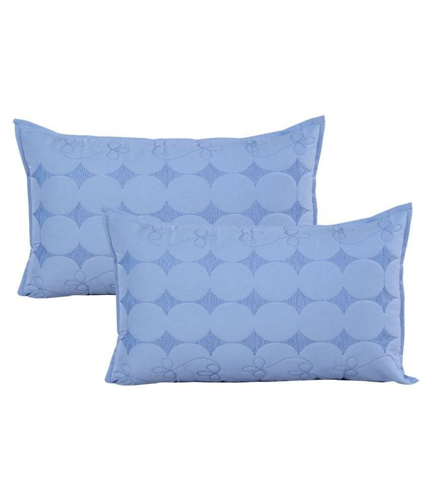     			MAHALUXMI COLLECTION Pack of 2 Blue Pillow Cover