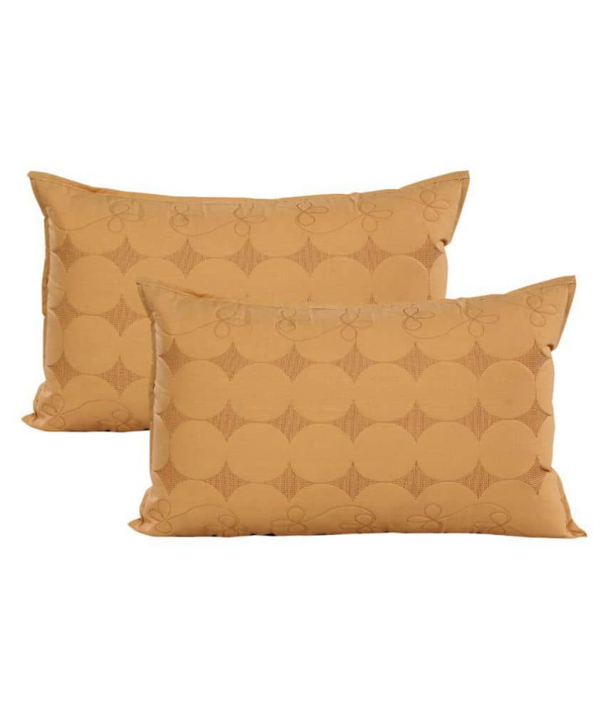 MAHALUXMI COLLECTION Pack of 2 Beige Pillow Cover