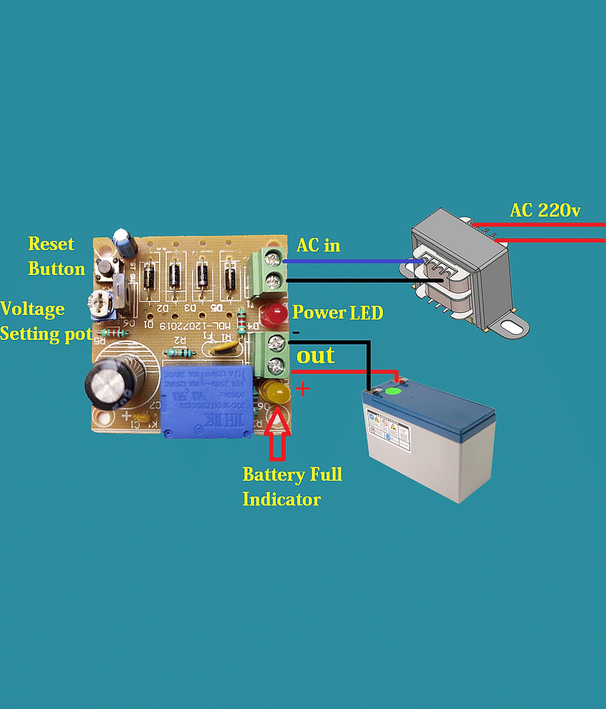 12 Volt Amp Battery Charger with auto Cut Off Overcharge