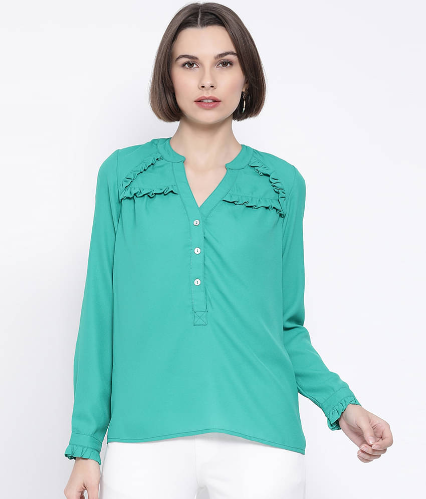     			Oxolloxo Women's Polyester Regular Top ( Green )