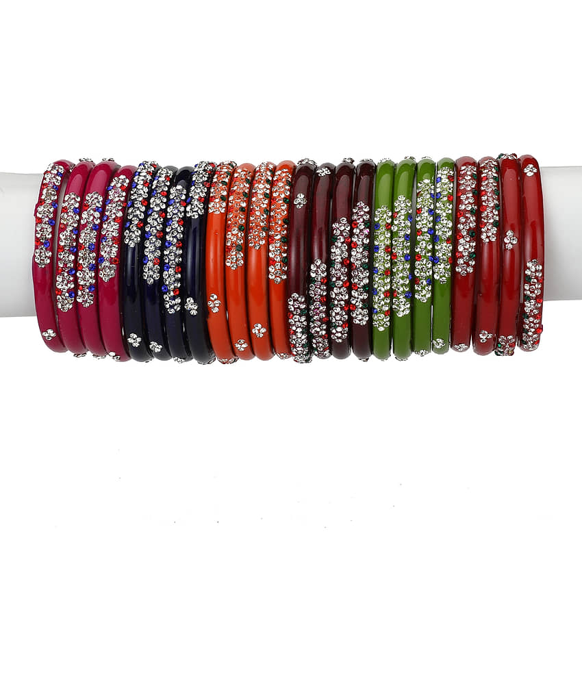 Afast Designer Matching Color Fashionable Bangle Set Combo Hand Decorative (Set Of 24) -SM 2.2 - Bangles & Bracelets | Buy online on ZillyBuy