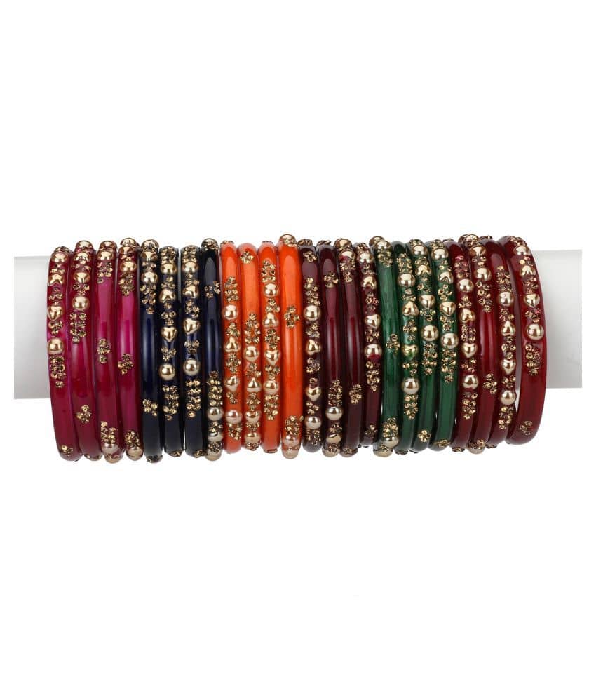 Afast Designer Matching Color Fashionable Bangle Set Combo Hand Decorative (Set Of 24) -SM 2.2 - Bangles & Bracelets | Buy online on ZillyBuy