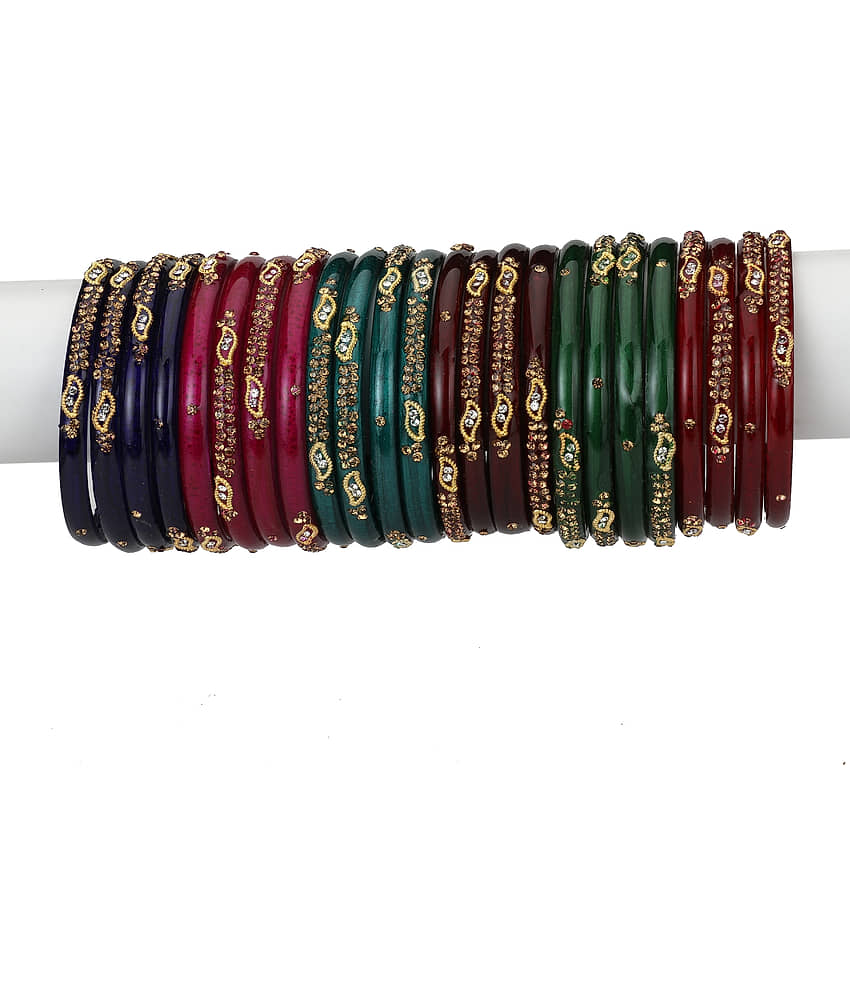 Afast Designer Matching Color Fashionable Bangle Set Combo Hand Decorative (Set Of 24) -SM 2.8 - Bangles & Bracelets | Buy online on ZillyBuy