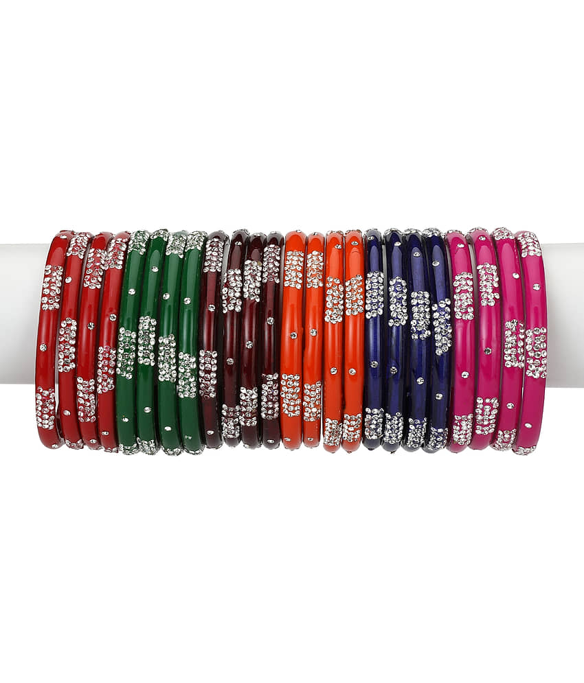 Afast Designer Matching Color Fashionable Bangle Set Combo Hand Decorative (Set Of 24) -SM 2.8 - Bangles & Bracelets | Buy online on ZillyBuy