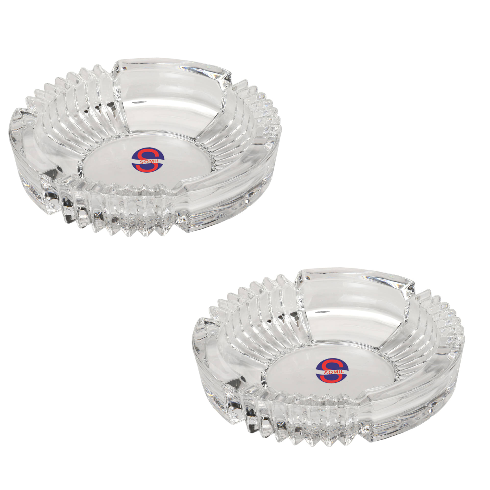     			Somil Glass Ash Tray, Transparent, Pack Of 2, 240 ml