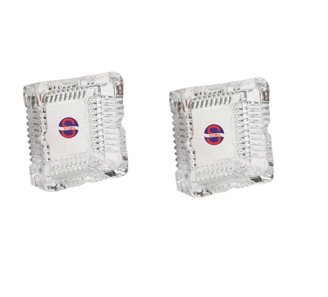     			Somil Glass Ash Tray, Transparent, Pack Of 2, 100 ml