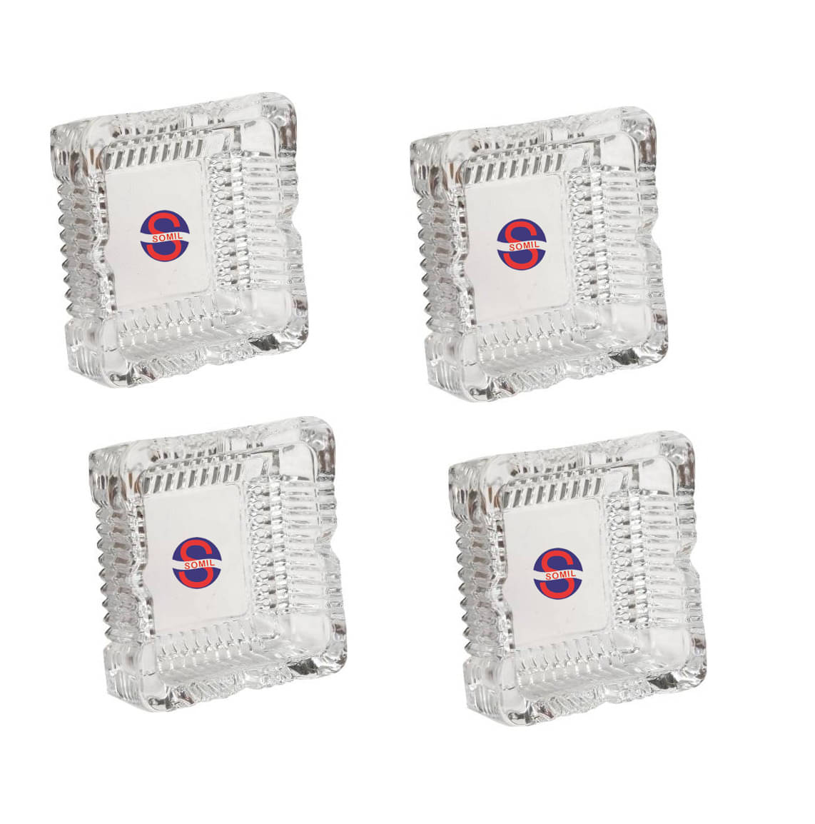     			Somil Glass Ash Tray, Transparent, Pack Of 4, 100 ml