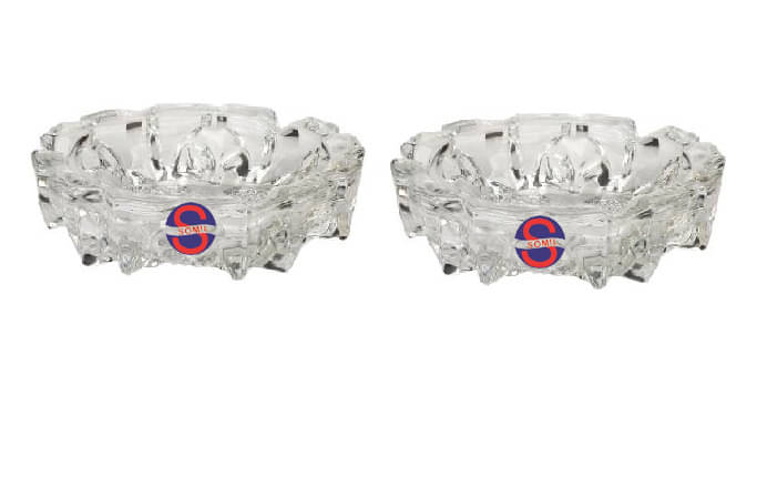     			Somil Glass Ash Tray, Transparent, Pack Of 2, 60 ml