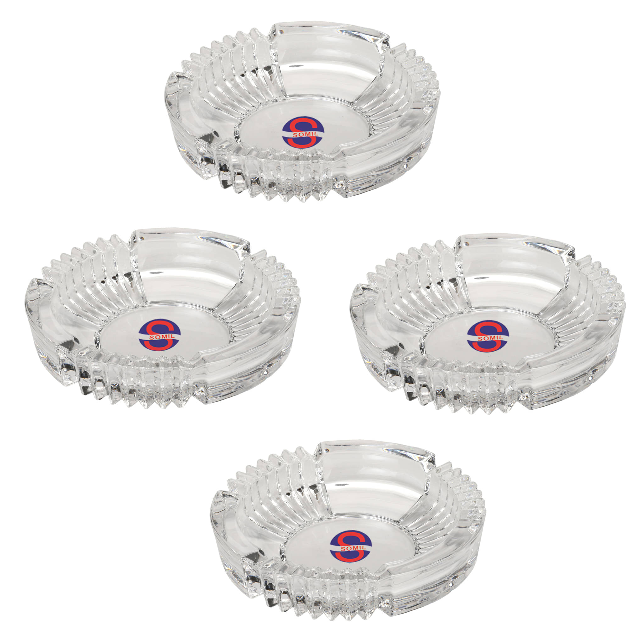     			Somil Glass Ash Tray, Transparent, Pack Of 4, 240 ml
