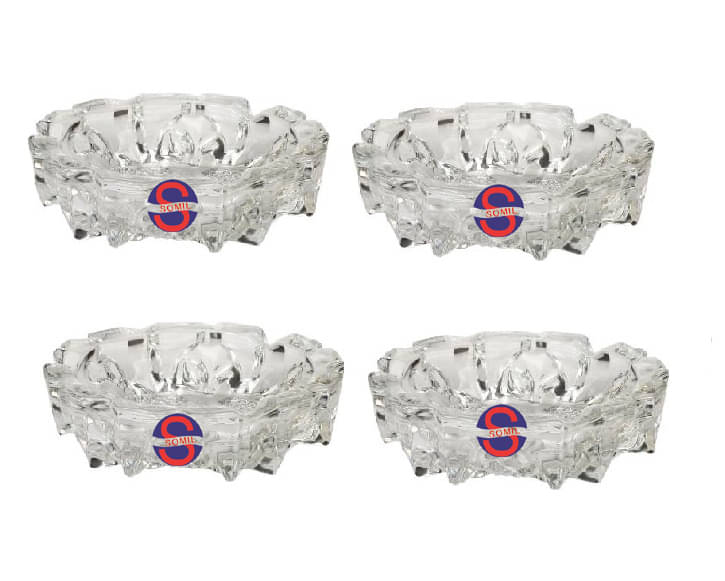     			Somil Glass Ash Tray, Transparent, Pack Of 4, 60 ml