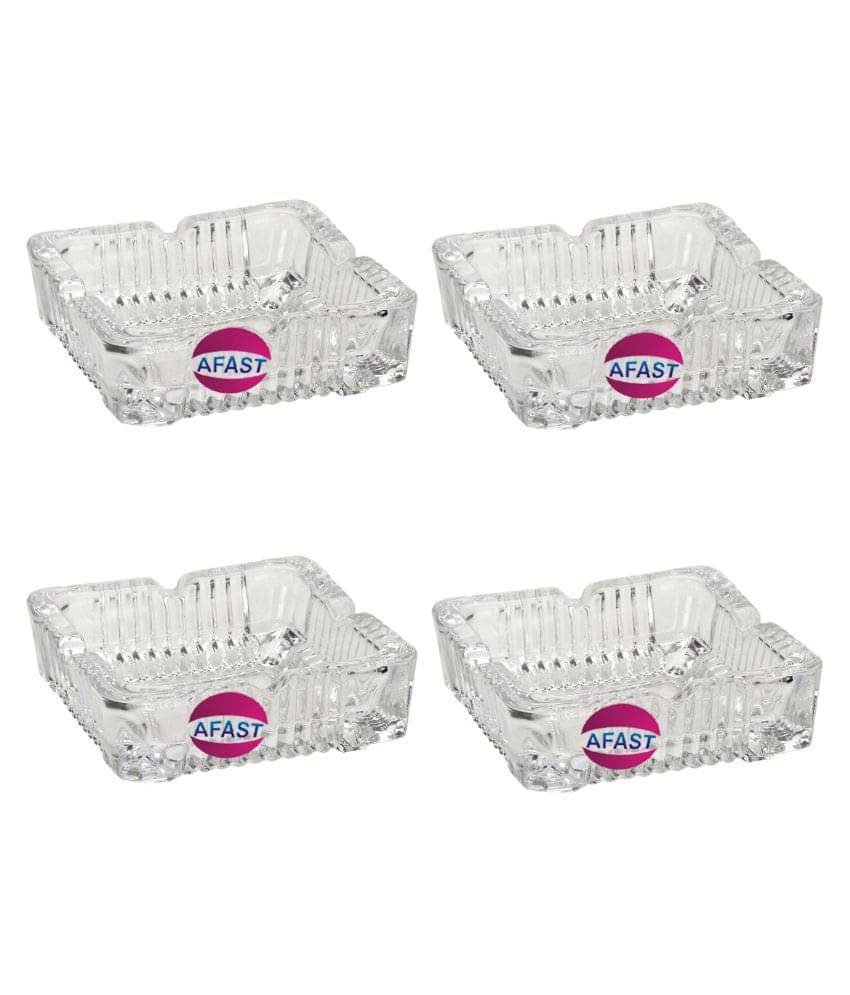     			Afast Glass Ash Tray, Transparent, Pack Of 4, 100 ml