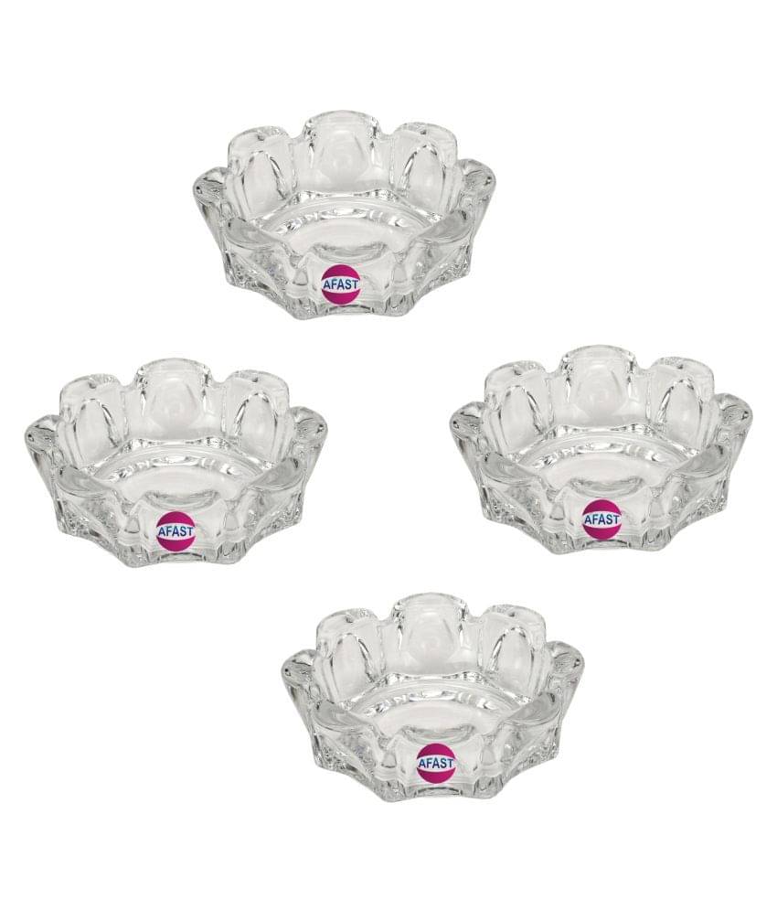     			Afast Glass Ash Tray, Transparent, Pack Of 4, 60 ml