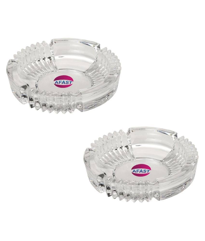     			Afast Glass Ash Tray, Transparent, Pack Of 2, 240 ml