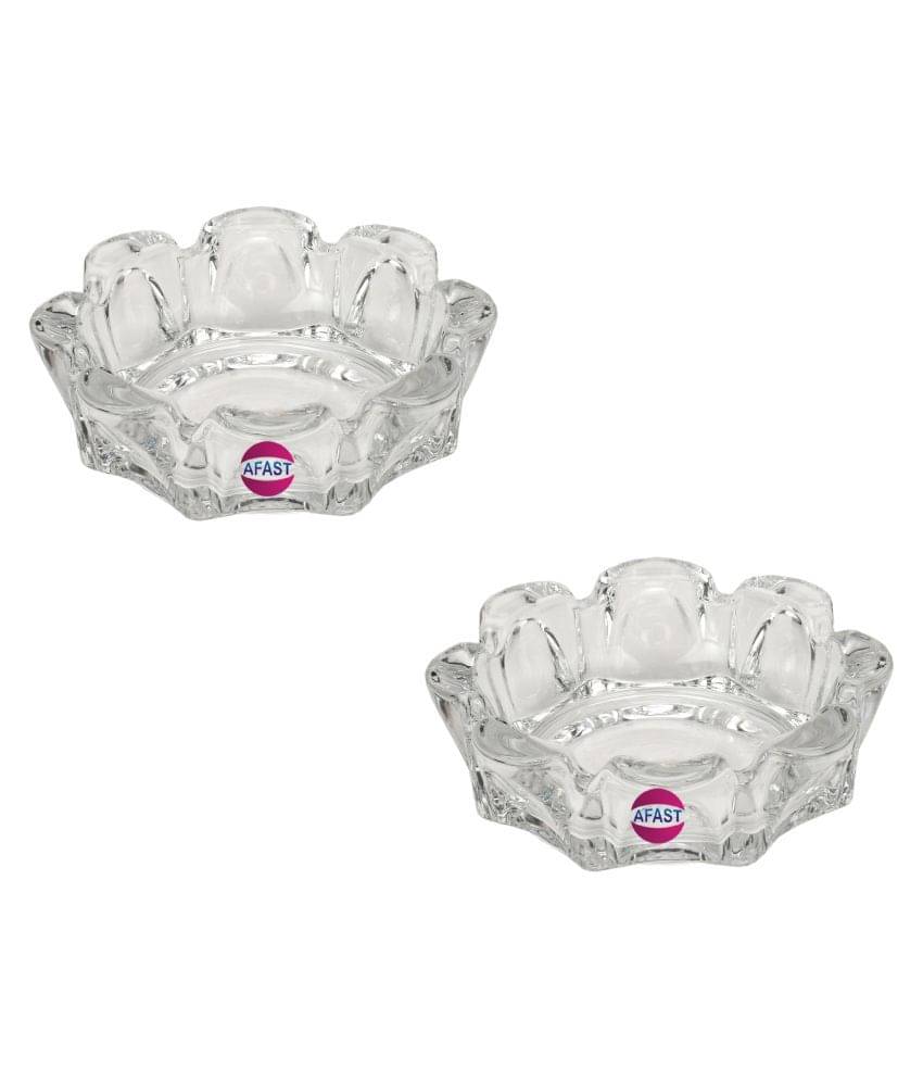     			Afast Glass Ash Tray, Transparent, Pack Of 2, 60 ml