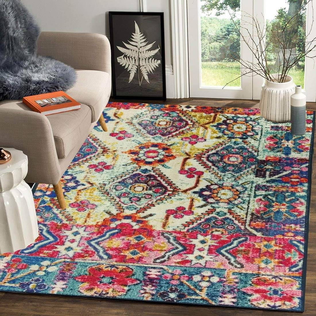     			Status Assorted Polyester Carpet Abstract 3x5 Ft