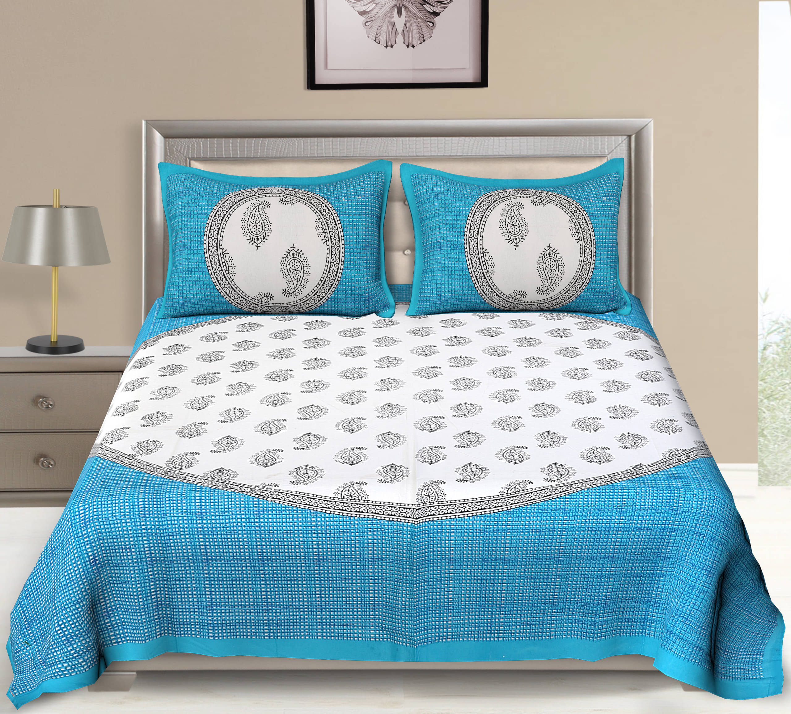     			Uniqchoice Cotton Double Bedsheet ( Turquoise )