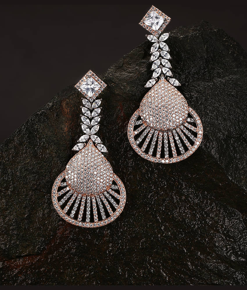 Priyaasi Designer Silver Plated American Diamond Drop Earring for Women and Girls - Earrings | Buy online on ZillyBuy