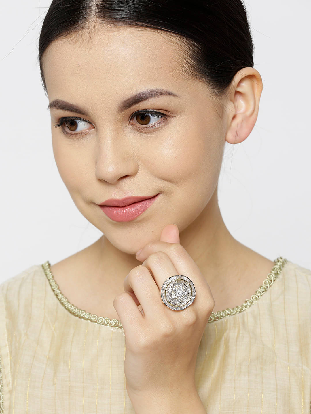    			Pryaasi Designer Gold Plated American Diamond Ring For Women And Girls