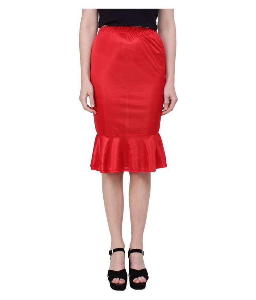     			You Forever Satin A-Line Skirt - Red