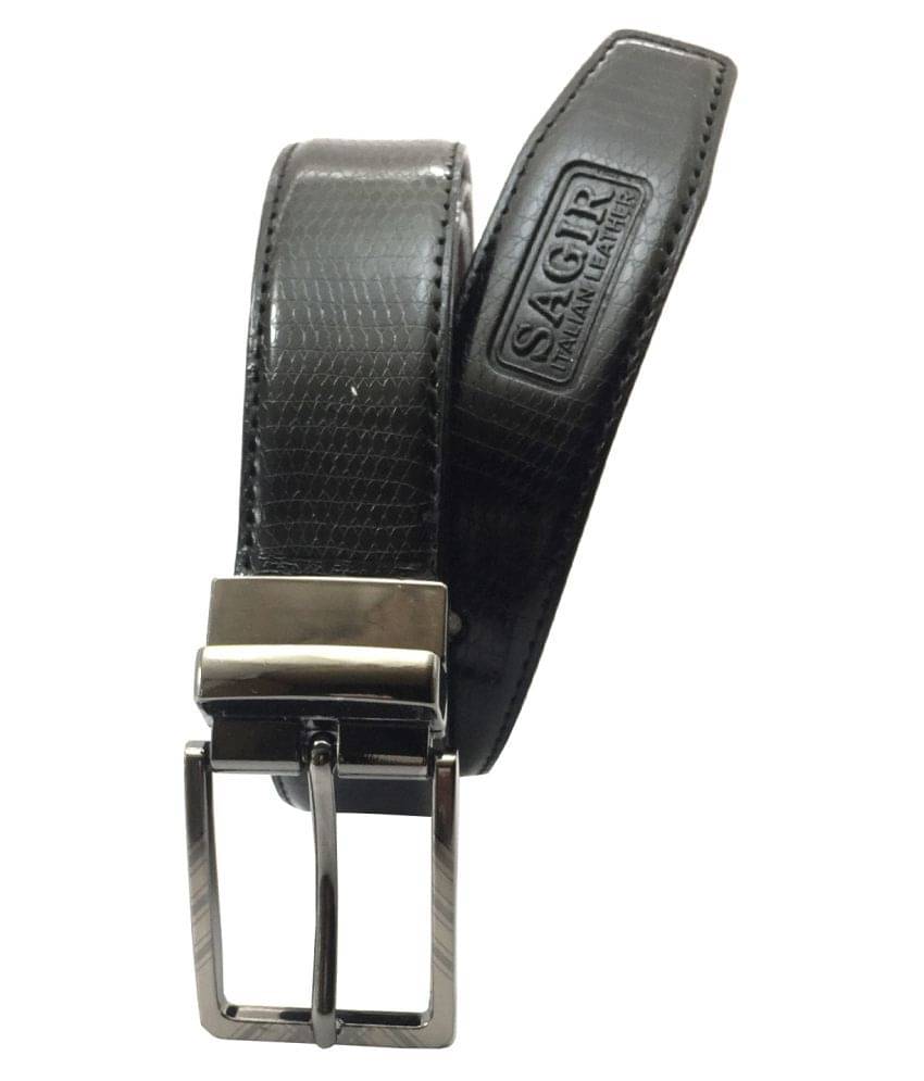     			MSABL Black Faux Leather Casual Belt