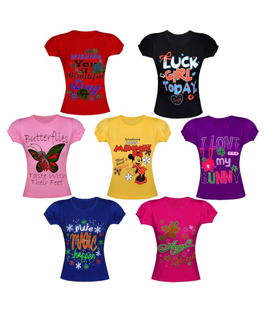 FANTASTIC FIT Girls Cotton T-Shirts ( Blue )