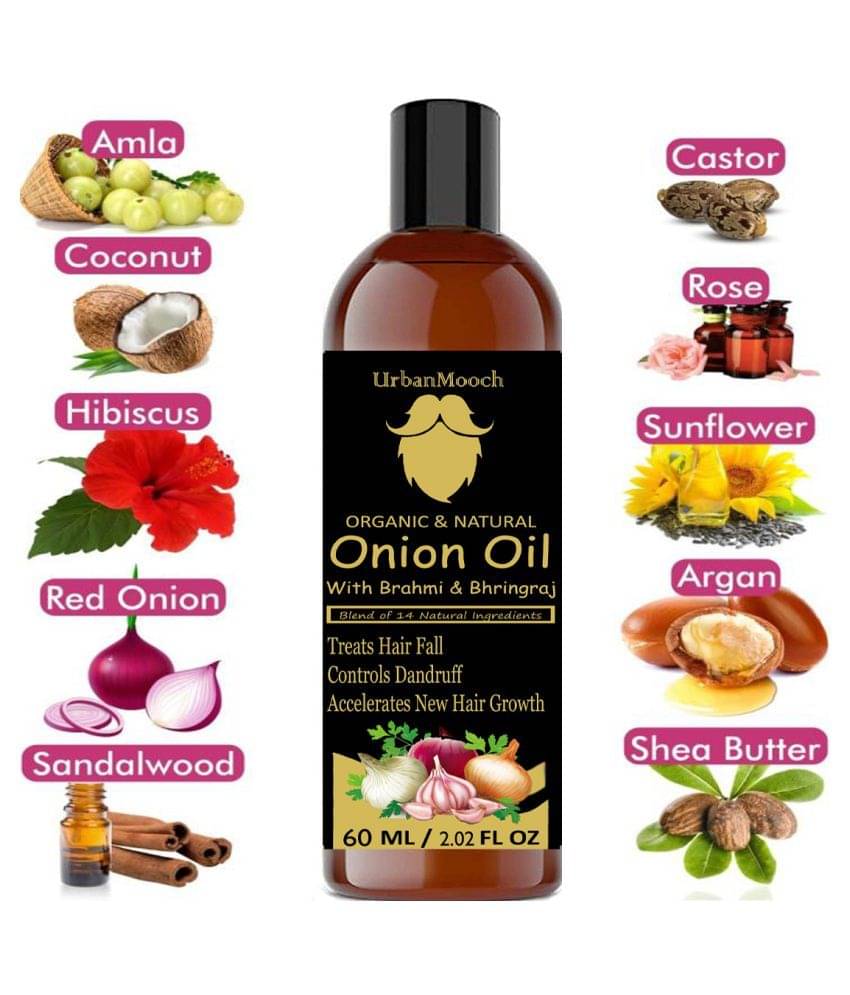 UrbanMooch ONION Hair Oil- Blend Of 14 Natural For Hair Growth 60 ml     			UrbanMooch ONION Hair Oil- Blend Of 14 Natural For Hair Growth 60 ml